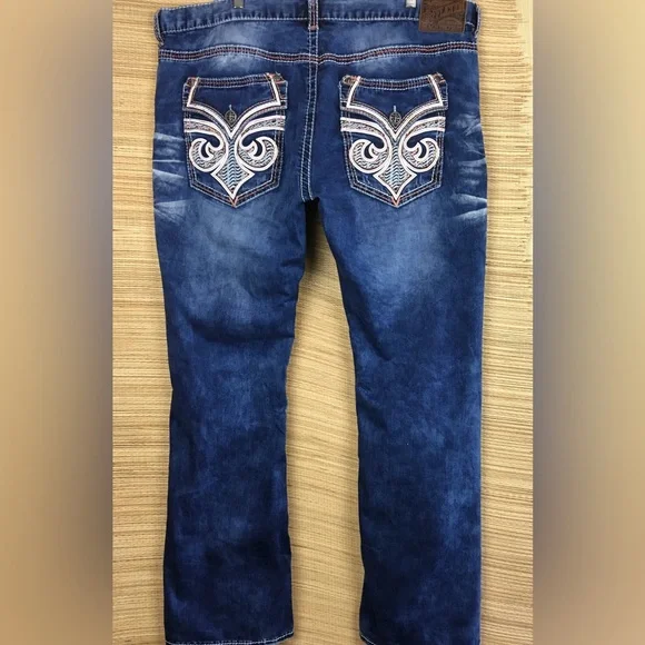 Affliction Black Premium Mens Blue Distressed Hot Rod Denim Size 42